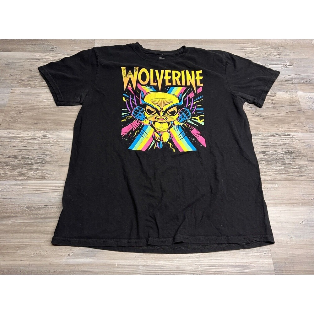 Marvel Funko Pop Wolverine T-Shirt L Black Neon Graphic Boxy Streetwear